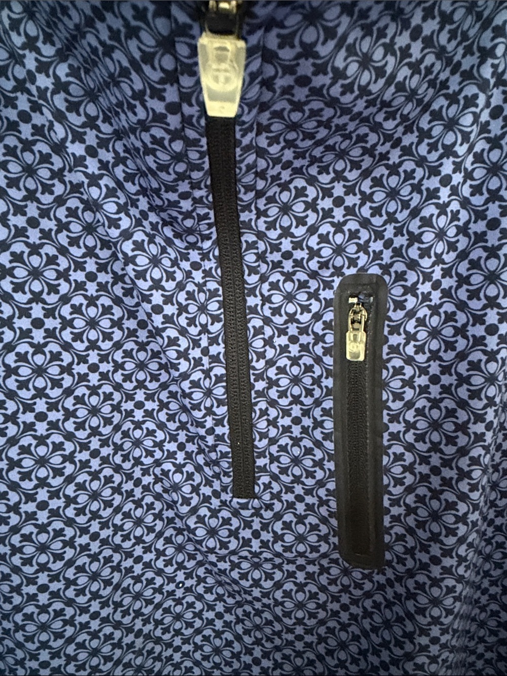 Talbots Blue Patterned Quarter-Zip Pullover - Picture 4 of 5